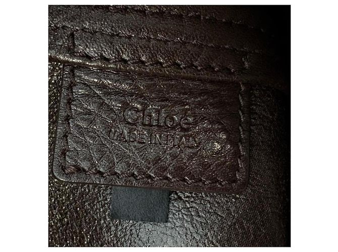 Chloé Chloe Grain Leather Chlo Spin Large Tote Bag Marrone - vista 7