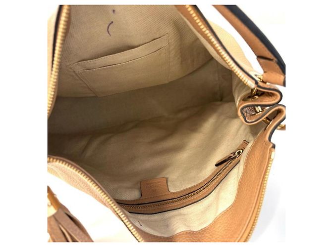 Borsa a mano Gucci Soho in pelle beige - vista 5
