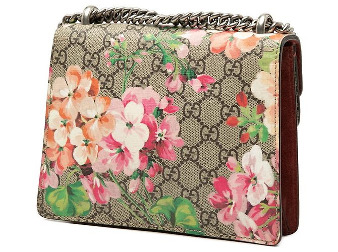 Borsa a tracolla con catena Gucci GG Blooms Dionysus Beige Bordò - vista 2