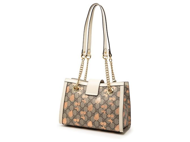 Padlock Borsa Tote Gucci GG Supreme con catena da vita e lucchetto Beige Crudo - vista 2
