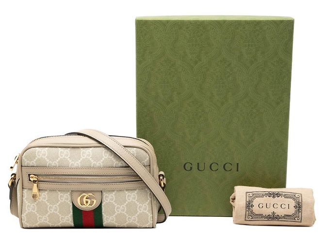 Bolsa de Ombro Gucci Ophidia GG Supreme Sherry Line Branco Bege - vista 7