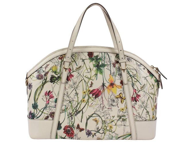 Borsa GUCCI con motivo floreale Bianco Multicolore - vista 3
