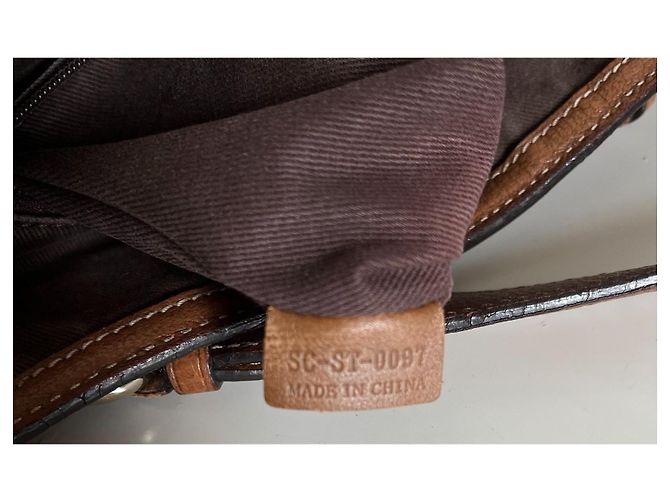 Cabas Céline Borsa tote Celine in tela marrone e pelle marrone - vista 10