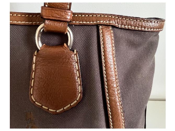 Cabas Céline Borsa tote Celine in tela marrone e pelle marrone - vista 3