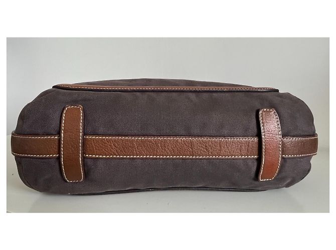 Cabas Céline Borsa tote Celine in tela marrone e pelle marrone - vista 4