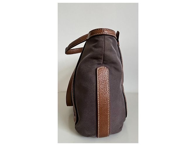 Cabas Céline Borsa tote Celine in tela marrone e pelle marrone - vista 5