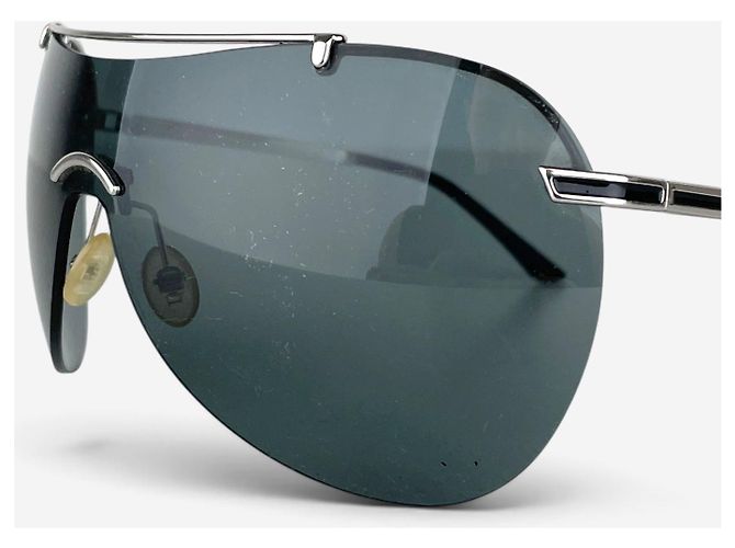 Dior by Galliano 2000er ‘Air 1’ Wrap Mask Shield Sonnenbrille Silber - Ansicht 11