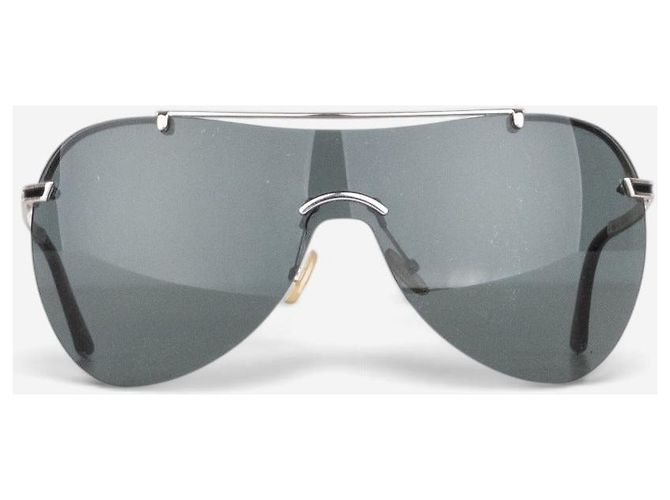 Dior by Galliano 2000er ‘Air 1’ Wrap Mask Shield Sonnenbrille Silber - Ansicht 2