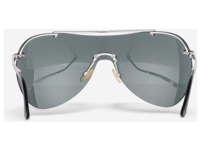 Dior by Galliano 2000er ‘Air 1’ Wrap Mask Shield Sonnenbrille Silber - Ansicht 5