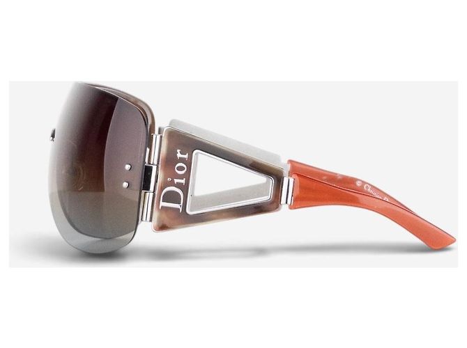 Gafas de sol máscara Dior by Galliano 2000s ‘Escrime 1’ Wrap Mask Shield Castaño - vista 3
