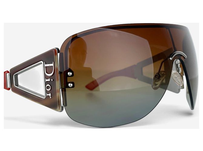 Gafas de sol máscara Dior by Galliano 2000s ‘Escrime 1’ Wrap Mask Shield Castaño - vista 9