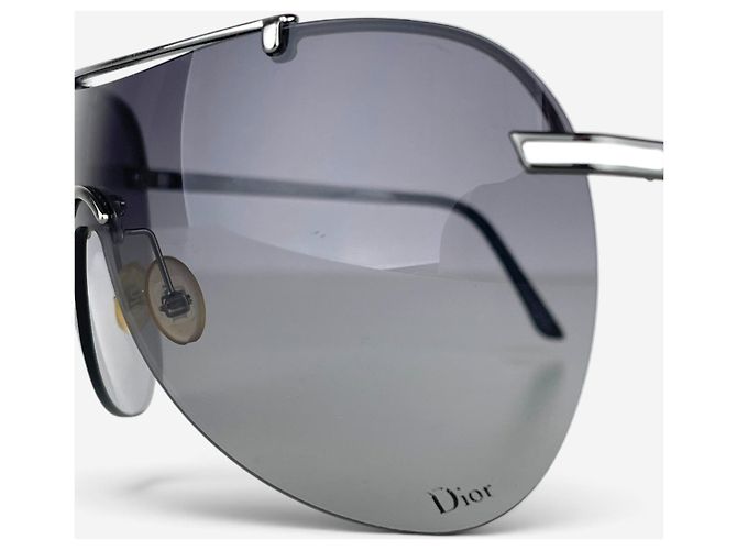 Dior by Galliano 2000s ‘Air 1’ Wrap Mask Shield Sonnenbrille Silber - Ansicht 8