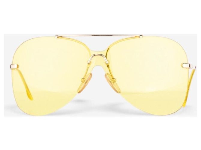 Dior by Galliano 2000er ‘Aviator’ Wrap Mask Shield Sonnenbrille Gelb - Ansicht 2