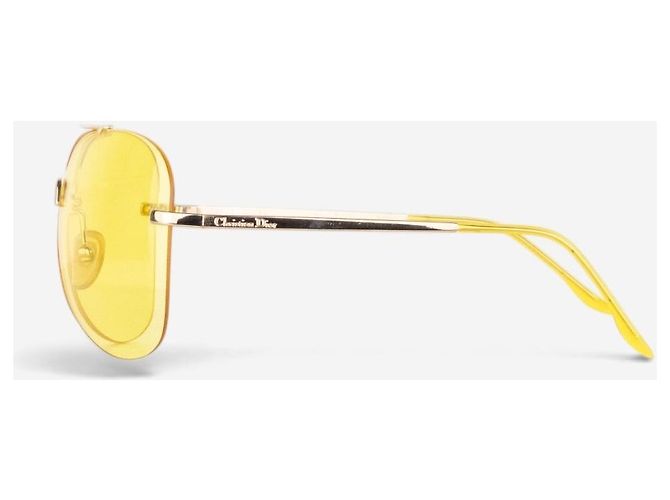 Dior by Galliano 2000er ‘Aviator’ Wrap Mask Shield Sonnenbrille Gelb - Ansicht 3