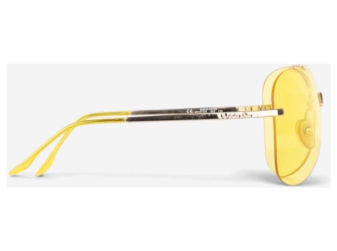 Dior by Galliano 2000er ‘Aviator’ Wrap Mask Shield Sonnenbrille Gelb - Ansicht 4