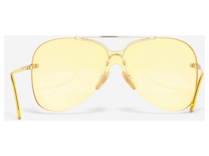 Dior by Galliano 2000er ‘Aviator’ Wrap Mask Shield Sonnenbrille Gelb - Ansicht 5
