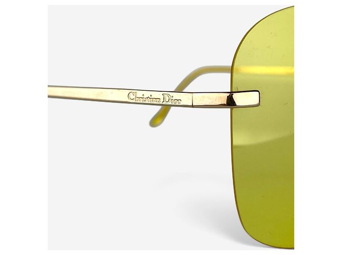 Dior by Galliano 2000er ‘Aviator’ Wrap Mask Shield Sonnenbrille Gelb - Ansicht 6
