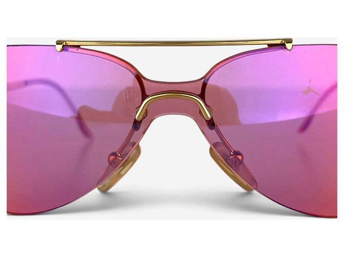 Dior by Galliano 2000er ‘Mini Aviator’ Wrap Mask Shield Sonnenbrille Golden - Ansicht 10