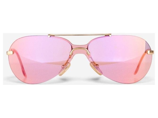 Dior by Galliano 2000er ‘Mini Aviator’ Wrap Mask Shield Sonnenbrille Golden - Ansicht 2
