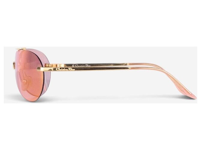 Dior by Galliano 2000er ‘Mini Aviator’ Wrap Mask Shield Sonnenbrille Golden - Ansicht 3