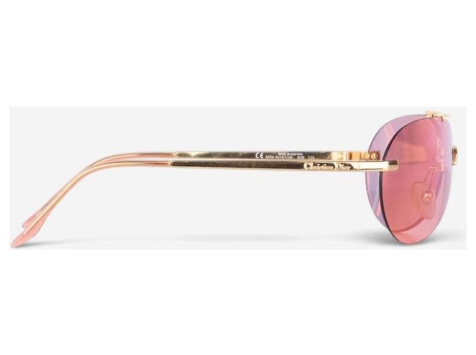 Dior by Galliano 2000er ‘Mini Aviator’ Wrap Mask Shield Sonnenbrille Golden - Ansicht 4