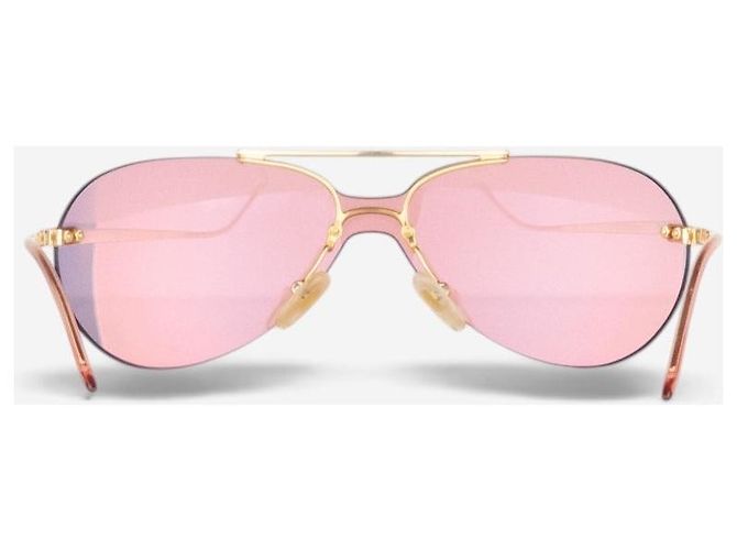 Dior by Galliano 2000er ‘Mini Aviator’ Wrap Mask Shield Sonnenbrille Golden - Ansicht 5