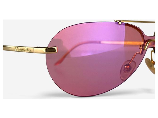 Dior by Galliano 2000er ‘Mini Aviator’ Wrap Mask Shield Sonnenbrille Golden - Ansicht 6