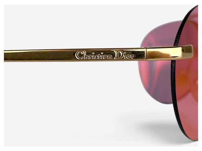 Dior by Galliano 2000er ‘Mini Aviator’ Wrap Mask Shield Sonnenbrille Golden - Ansicht 7