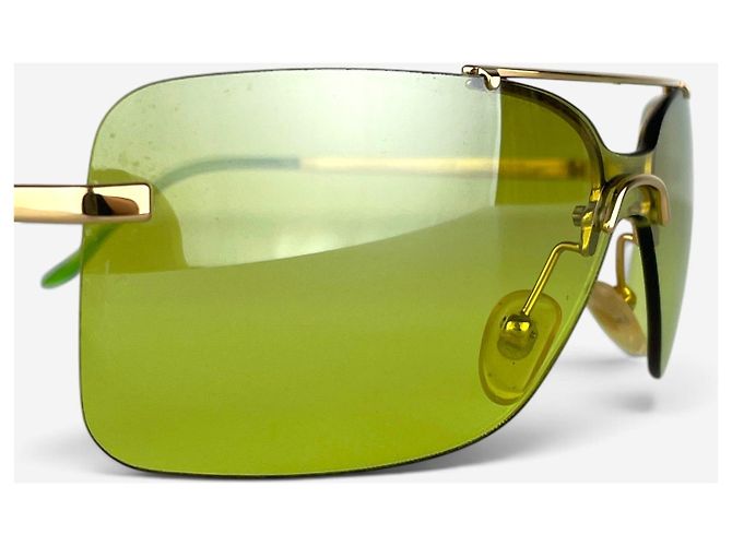 Occhiali da sole maschera Dior by Galliano 2000s ‘Mini Motard’ Wrap Mask Shield Giallo - vista 6