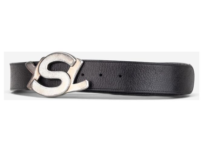 Saint Laurent YSL Rive Gauche by Tom Ford 2000s ‘Propaganda’ Logo Buckle Leather Belt Black - view 2
