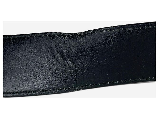 Saint Laurent YSL Rive Gauche by Tom Ford 2000s ‘Propaganda’ Logo Buckle Leather Belt Black - view 4