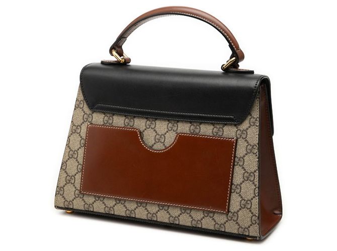Borsa Gucci GG Supreme Padlock Marrone Nero Beige - vista 2