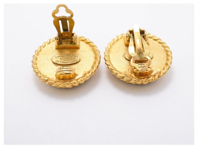 Chanel Coco Mark Circle Clip Earrings Black Golden - view 3