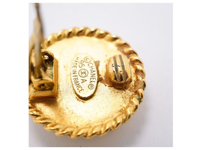 Chanel Coco Mark Circle Clip Earrings Black Golden - view 6