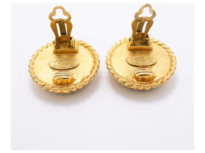 Chanel Coco Mark Circle Clip Earrings Black Golden - view 7