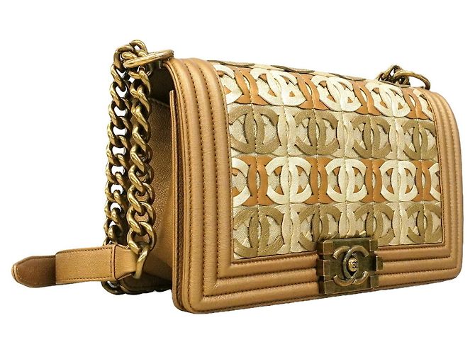 Borsa a tracolla Chanel Boy Chain D'oro Marrone chiaro - vista 2