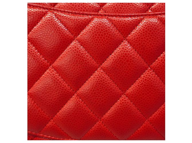 Bolsa de ombro Chanel em couro de bezerro granulado vermelho - vista 8