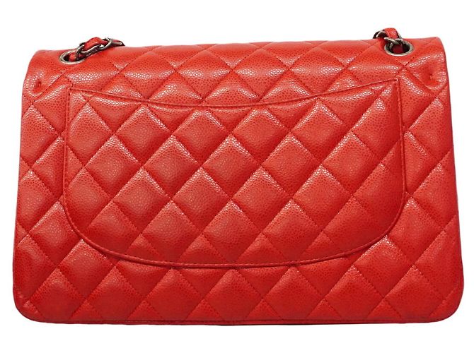 Bolsa de ombro Chanel em couro de bezerro granulado vermelho - vista 9