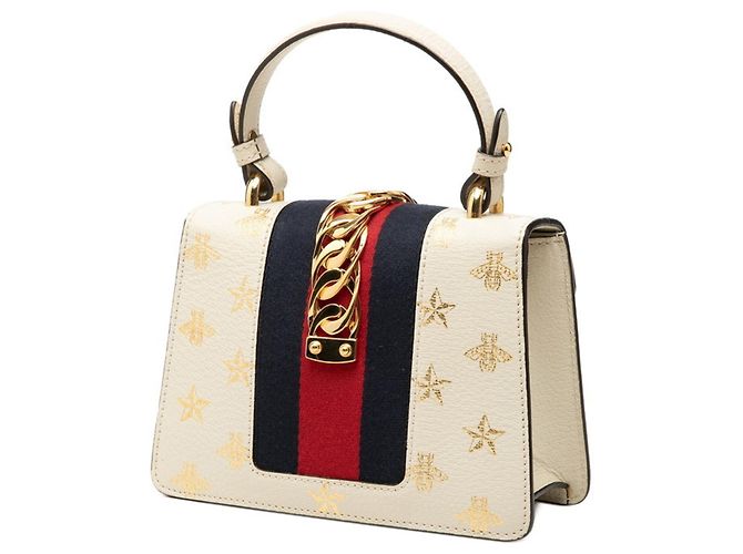 Bolso Mini Sylvie Gucci Bee & Star Blanco - vista 2