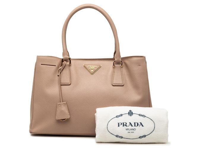 Borsa Tote Prada Galleria in pelle Saffiano beige - vista 6