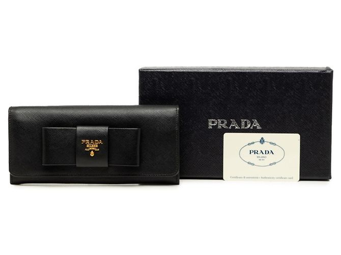Prada Ribbon Langbeutel aus schwarzem Saffiano-Leder - Ansicht 7