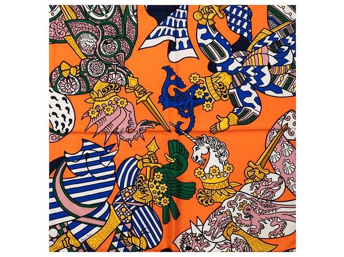 Hermès Foulard Hermes Carre 90 DUELS ONIRIQUES Multicolore Arancione - vista 2