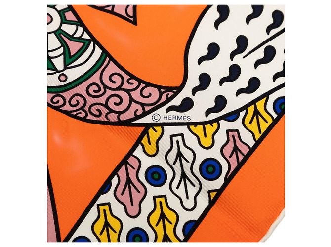 Hermès Foulard Hermes Carre 90 DUELS ONIRIQUES Multicolore Arancione - vista 3