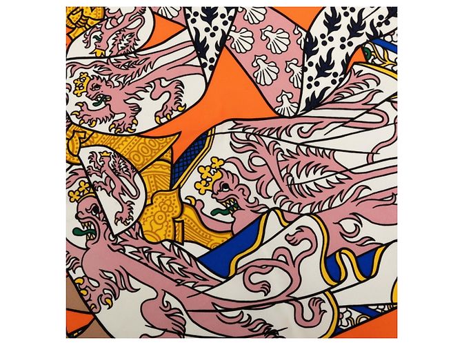 Hermès Foulard Hermes Carre 90 DUELS ONIRIQUES Multicolore Arancione - vista 4