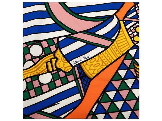 Hermès Foulard Hermes Carre 90 DUELS ONIRIQUES Multicolore Arancione - vista 5