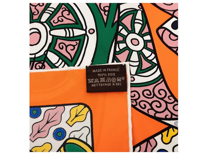 Hermès Foulard Hermes Carre 90 DUELS ONIRIQUES Multicolore Arancione - vista 7