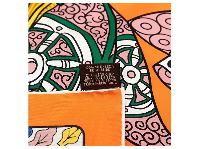 Hermès Foulard Hermes Carre 90 DUELS ONIRIQUES Multicolore Arancione - vista 8
