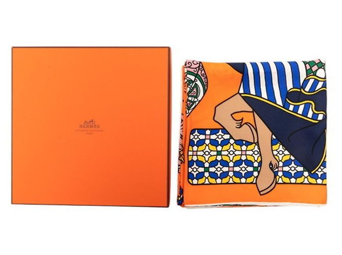 Hermès Foulard Hermes Carre 90 DUELS ONIRIQUES Multicolore Arancione - vista 9