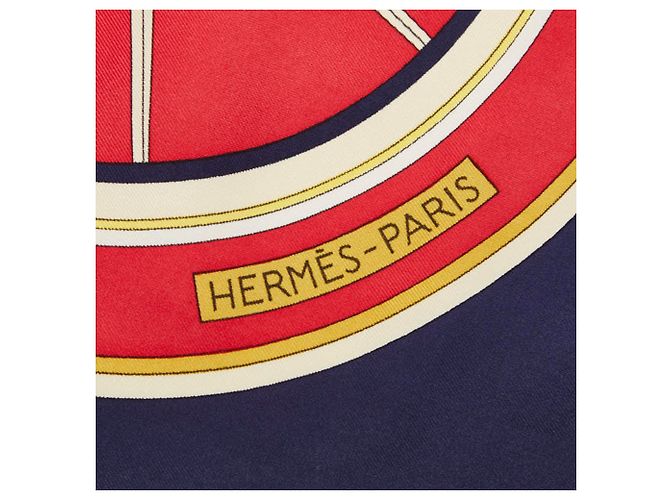 Hermès Carré 90 Washington's Carriage Scarf Multicolore Blu navy - vista 6