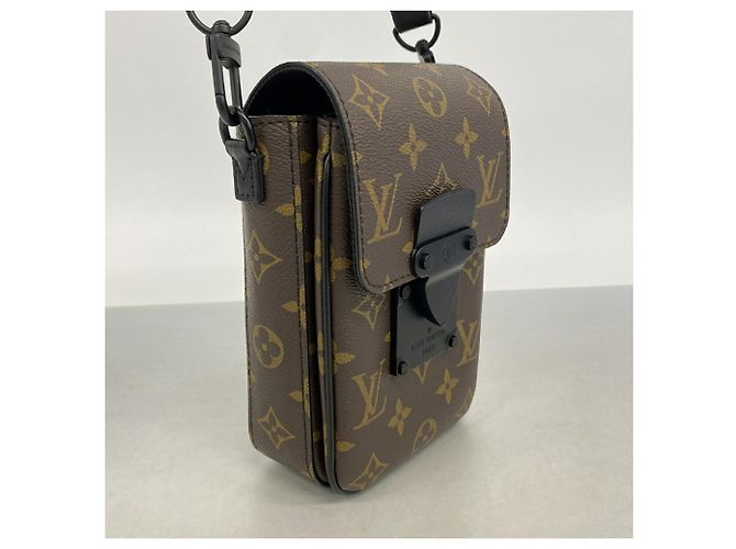 Borsa a tracolla Louis Vuitton Monogram Macassar S-Lock Marrone Nero - vista 2